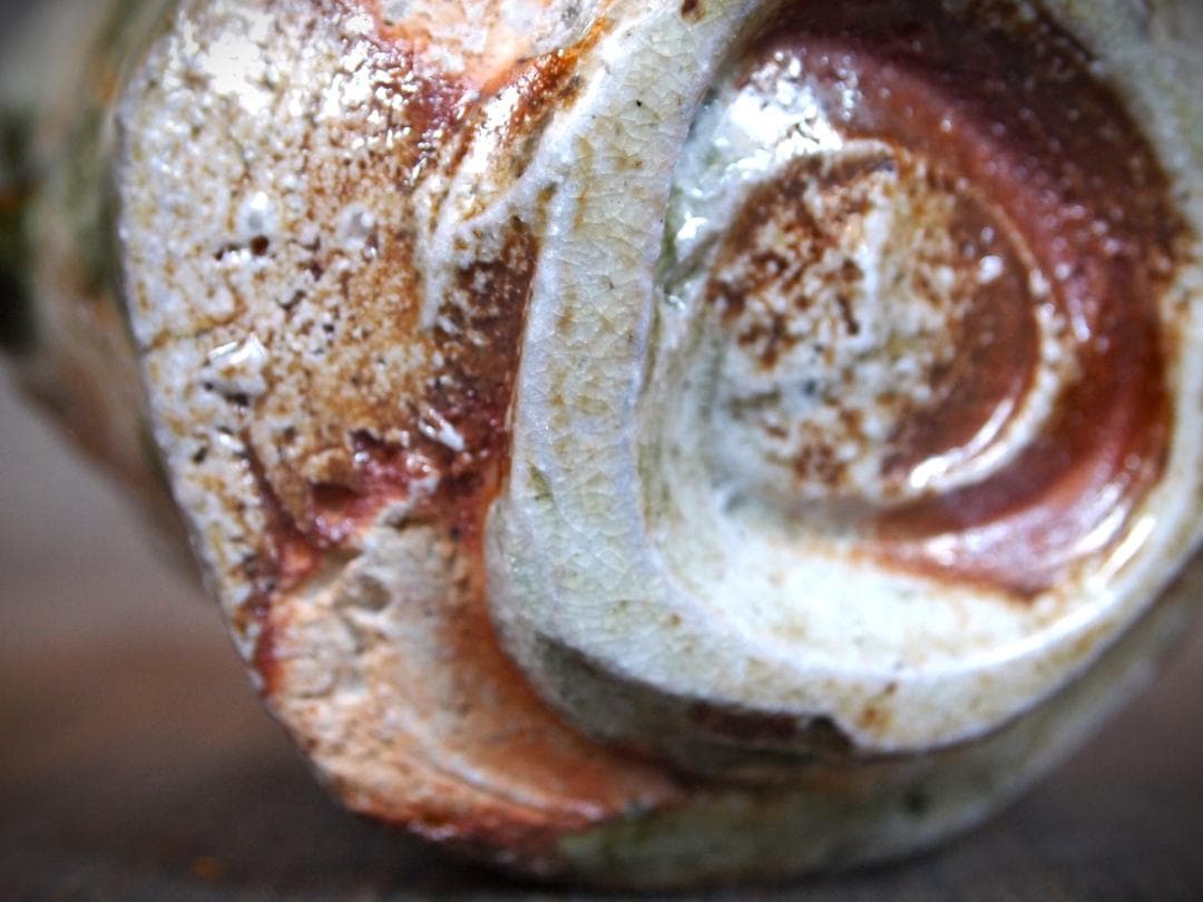 1080★新学【師＆父：新歓嗣】伊賀鎬湯のみC★ビードロ★共箱・共布