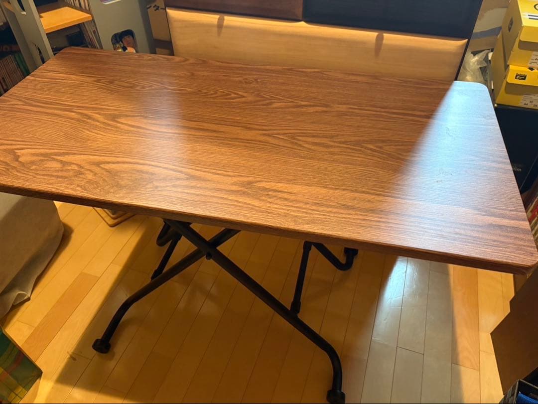 【送料込み】昇降テーブル　ライザN ミドルブラウン　ニトリ