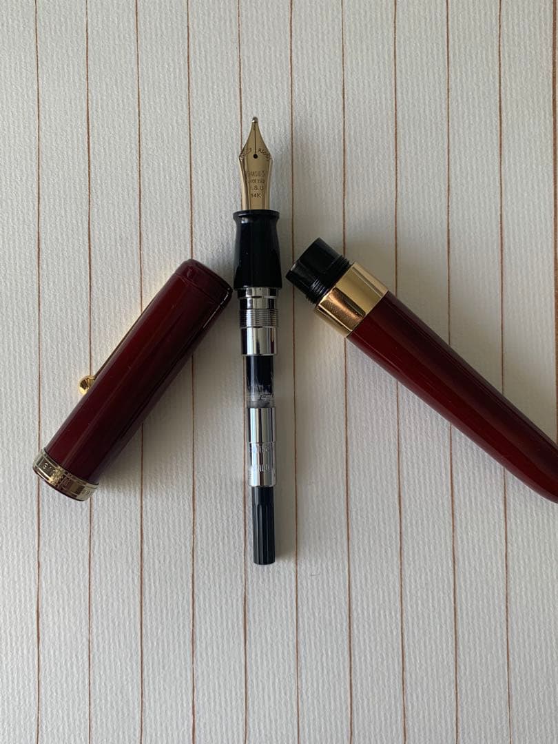 極美品 大橋堂 OHASIDO 万年筆 14Kペン先／K18リング／朱漆軸