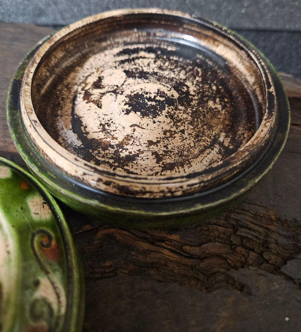 中国古美術 中国古陶磁器 中国古玩 明代 緑交趾 三彩 陽刻浮彫 鳳凰