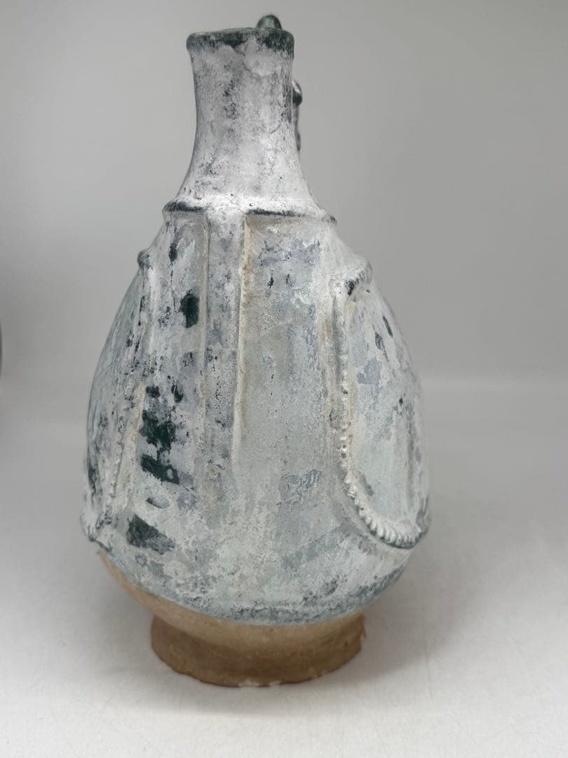 中国 緑釉壺 銀化 古陶器 送料込み250703