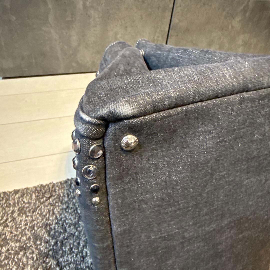 PRADA スタッズ付きデニムハンドバッグ　カナパ