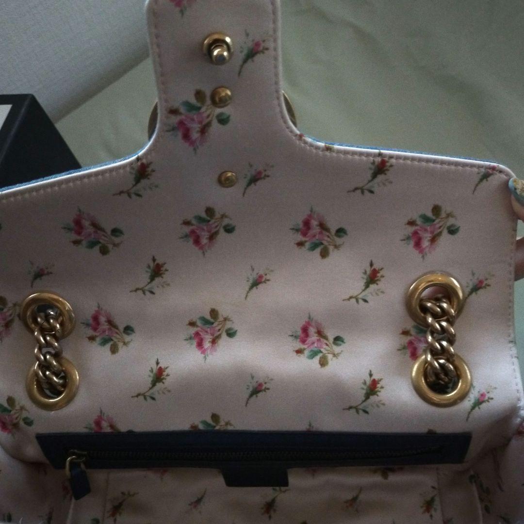 グッチ　GG　マーモント　デニム　チェーンショルダーバッグ