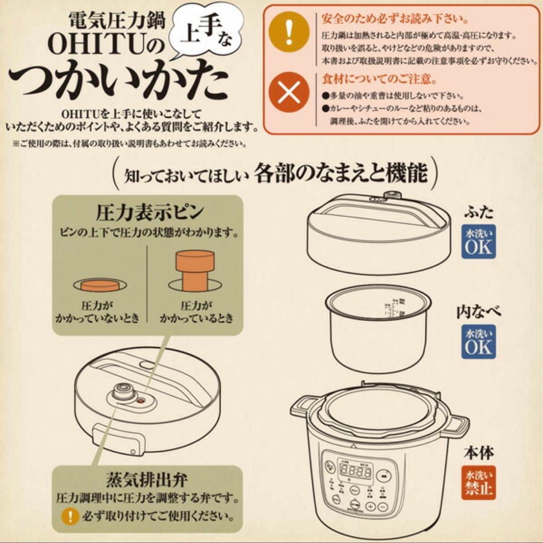 【新品未使用】OHITU 電気圧力鍋 2.1L 圧力鍋 蒸し器YBW-20-70