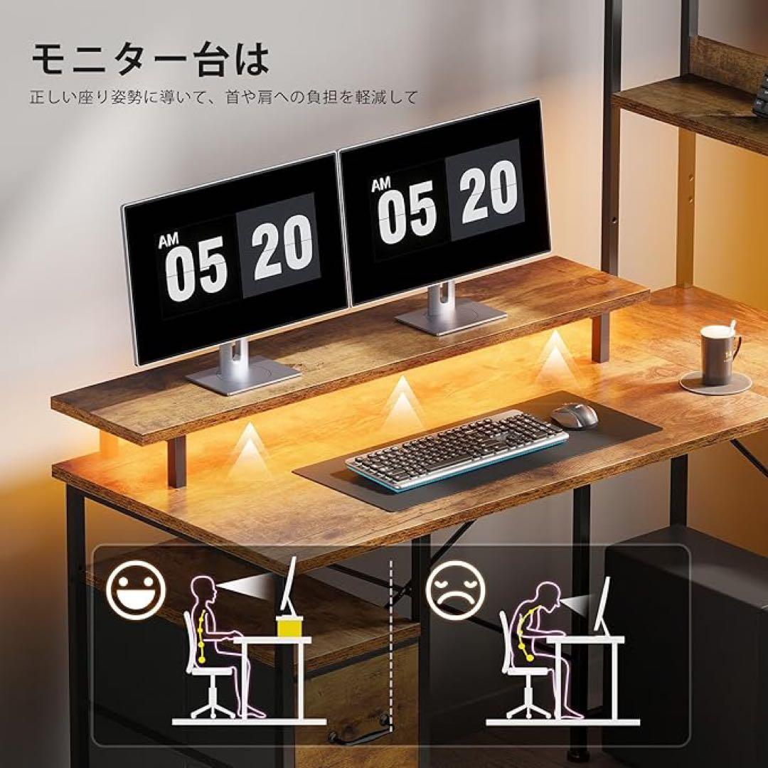 L字型パソコンデスク ブラウン