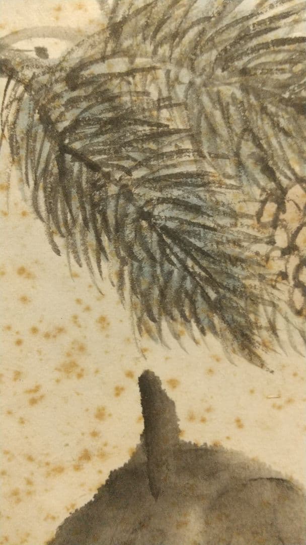 清国 中国 画家 楊无恙 肉筆画讃色紙 しみ目立つ