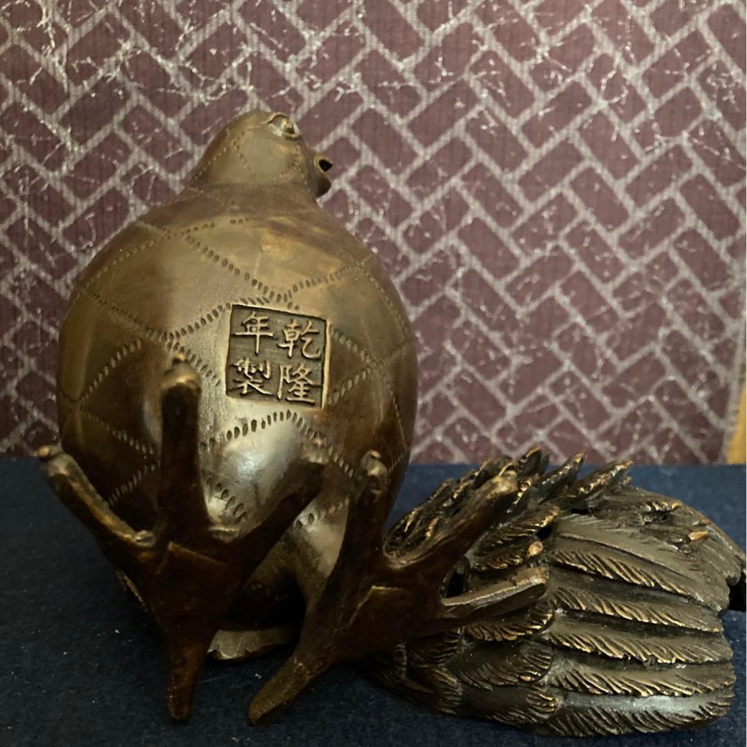 乾隆年製 銅製鶉香炉 唐物