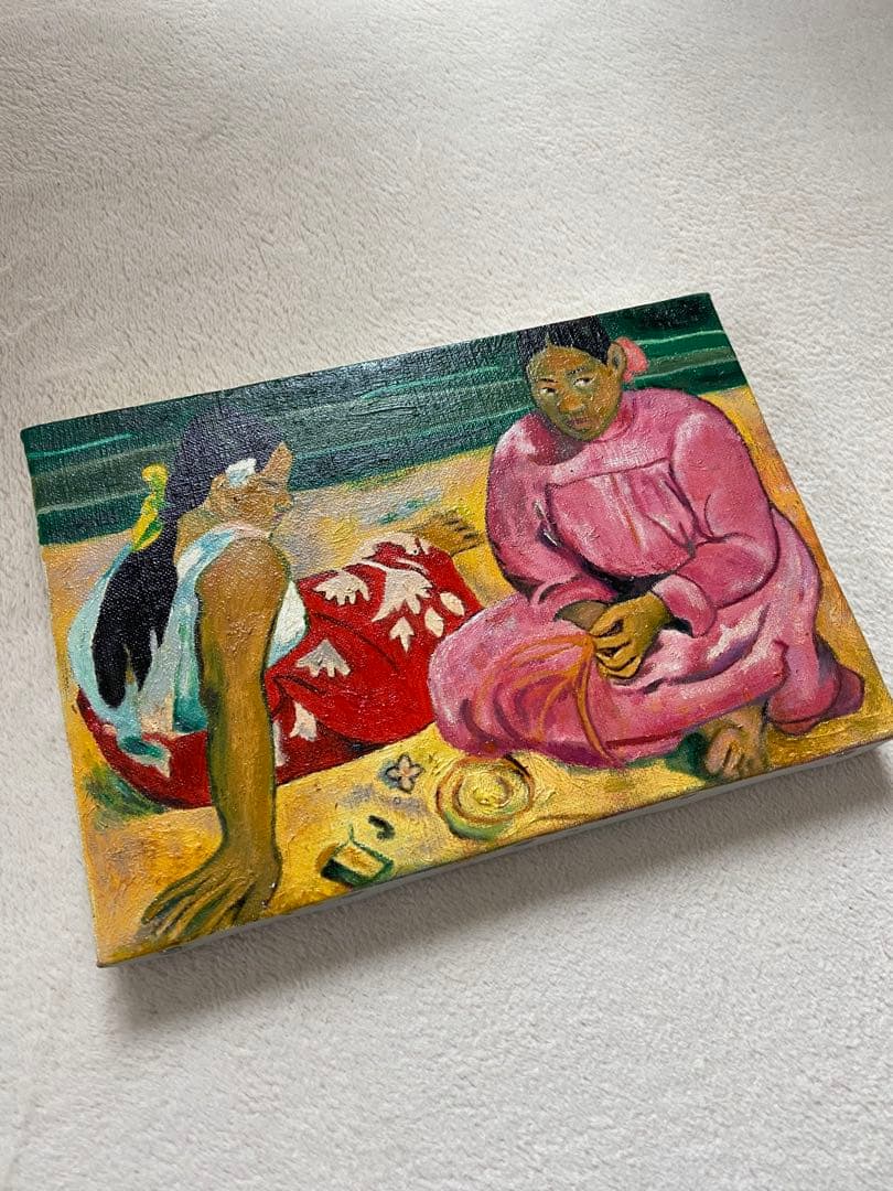 ゴーギャン　肉筆手描きの油絵模写画　浜辺の二人の女