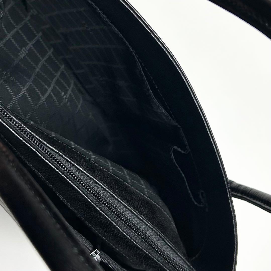 未使用✴︎ダックス/三室構造レザーハンドバッグ/やぎ革/黒/フォーマル/冠婚葬祭