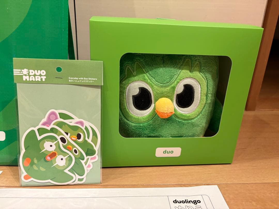 Duolingo DUOMART Duo ぬいぐるみとファスナー付バッグセット