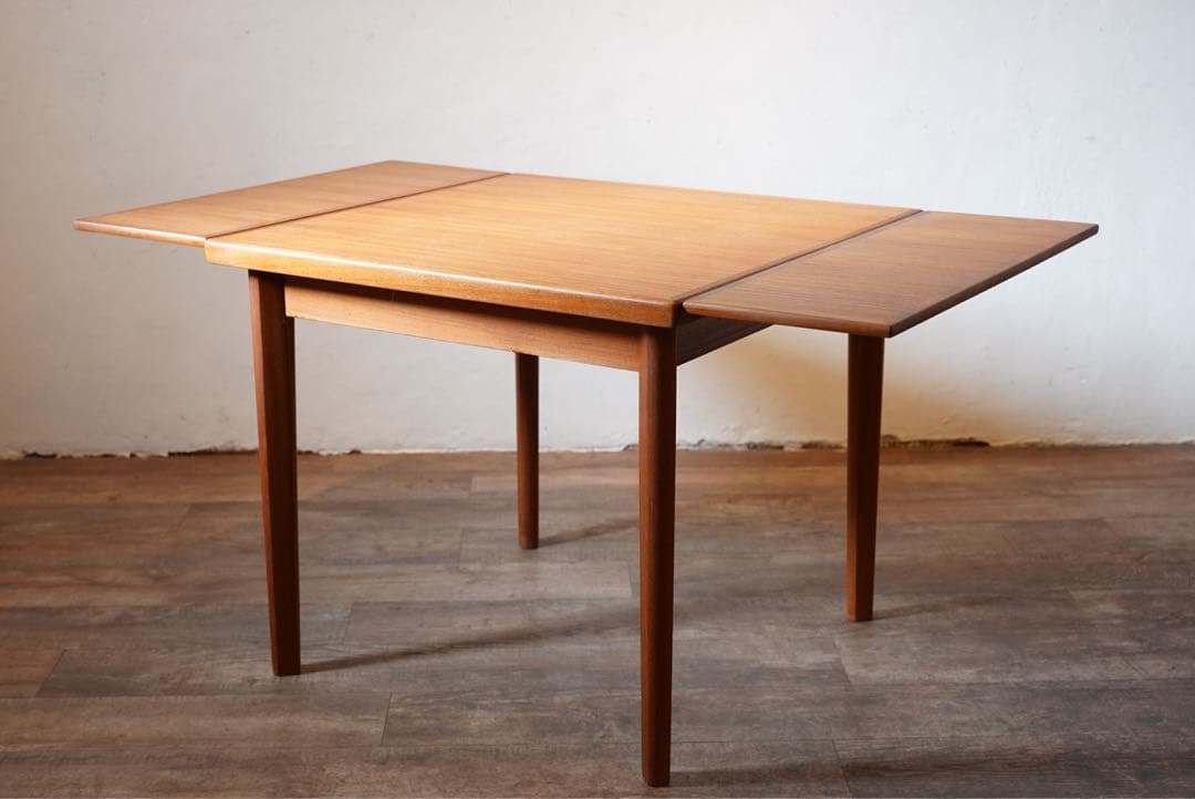 デンマーク ヴィンテージ ドローリーフ ダイニングテーブル 木製 チーク 北欧