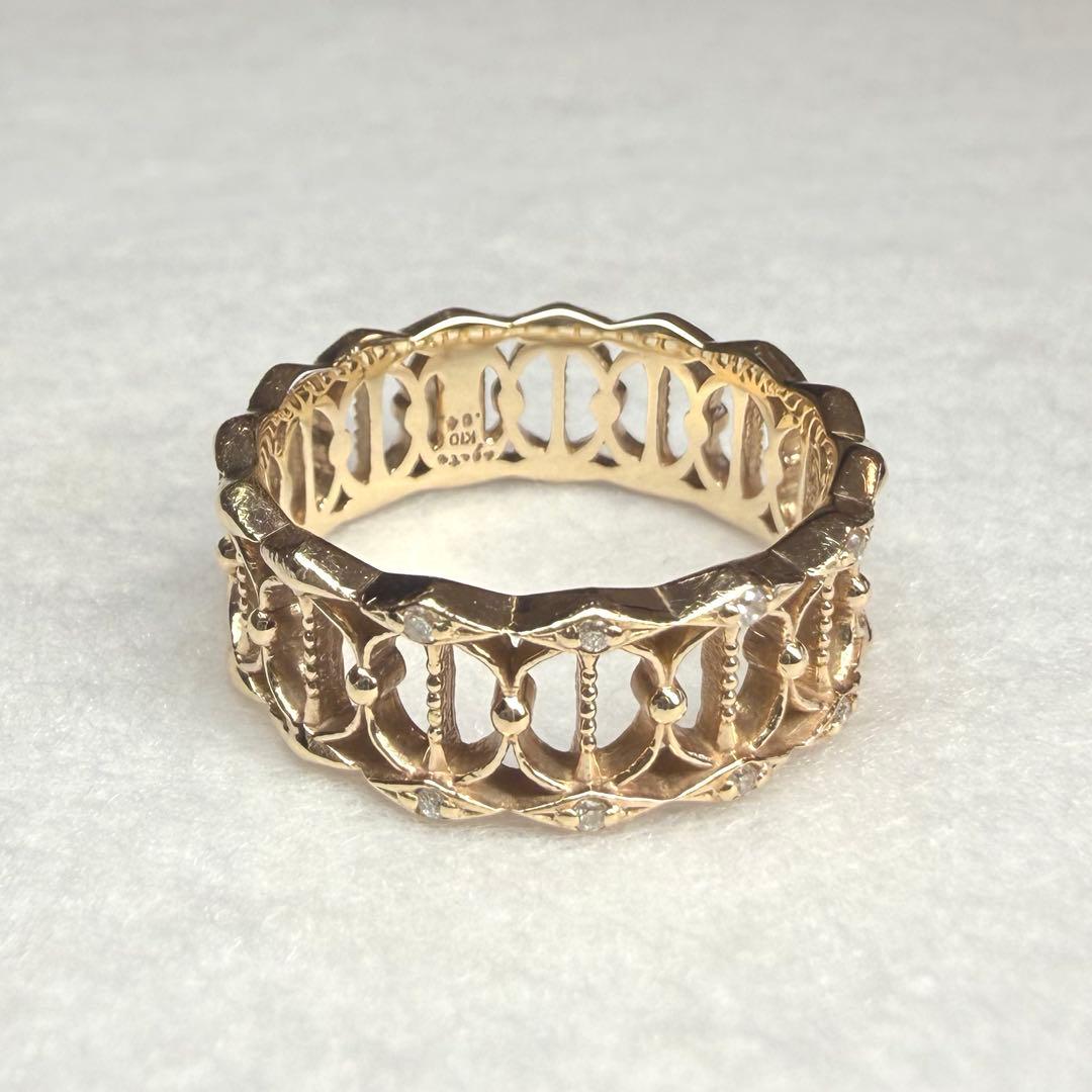 agete 2008年 限定品 11号 K10 透かし　ダイヤ　リング