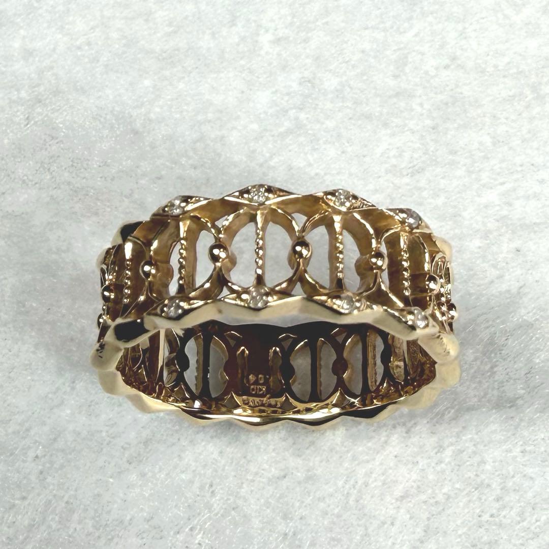 agete 2008年 限定品 11号 K10 透かし　ダイヤ　リング