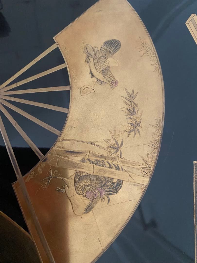 明治期頃 蒔絵 扇面 御料紙箱 料紙箱 草紙箱 書簡 内梨子地 漆器 漆