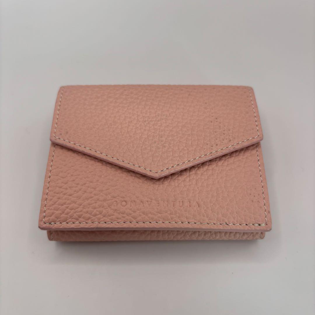 BONAVENTURA 三つ折り財布　ピンク　レザー　スモールウォレット　財布 BONAVENTURA｜スモールウォレット シュリンクレザー / ミニ財布 三