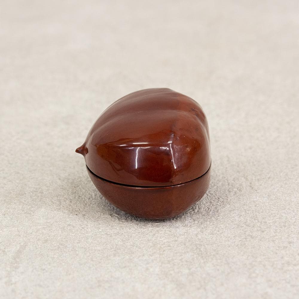 畦地多喜翁 栗 香合 内金 山中塗 香道具 茶道具 共箱