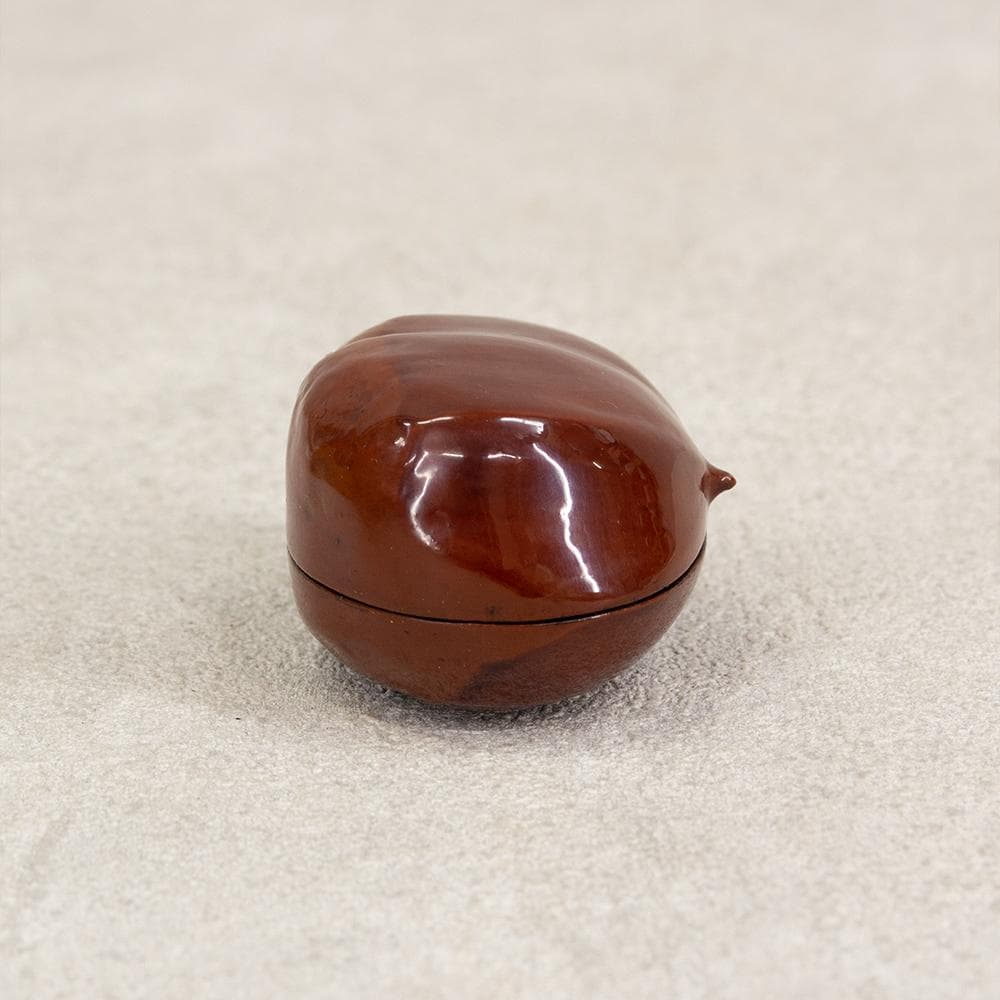 畦地多喜翁 栗 香合 内金 山中塗 香道具 茶道具 共箱