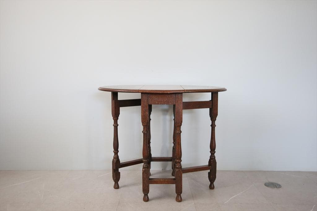 英国アンティーク木製ゲートレッグテーブル/ダイニング机バタフライ(91-126)