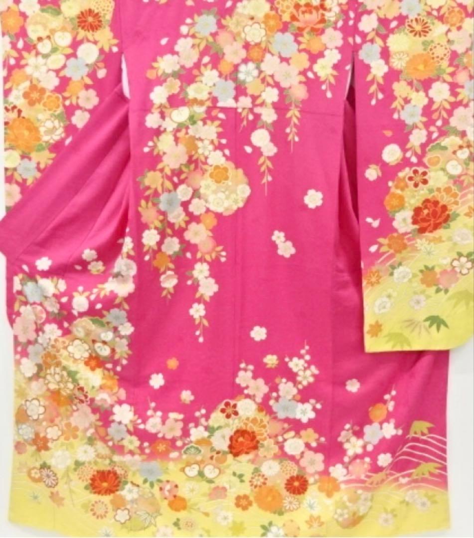 裄69cm 豪華 4点セット 四季草花模様 刺繍振袖