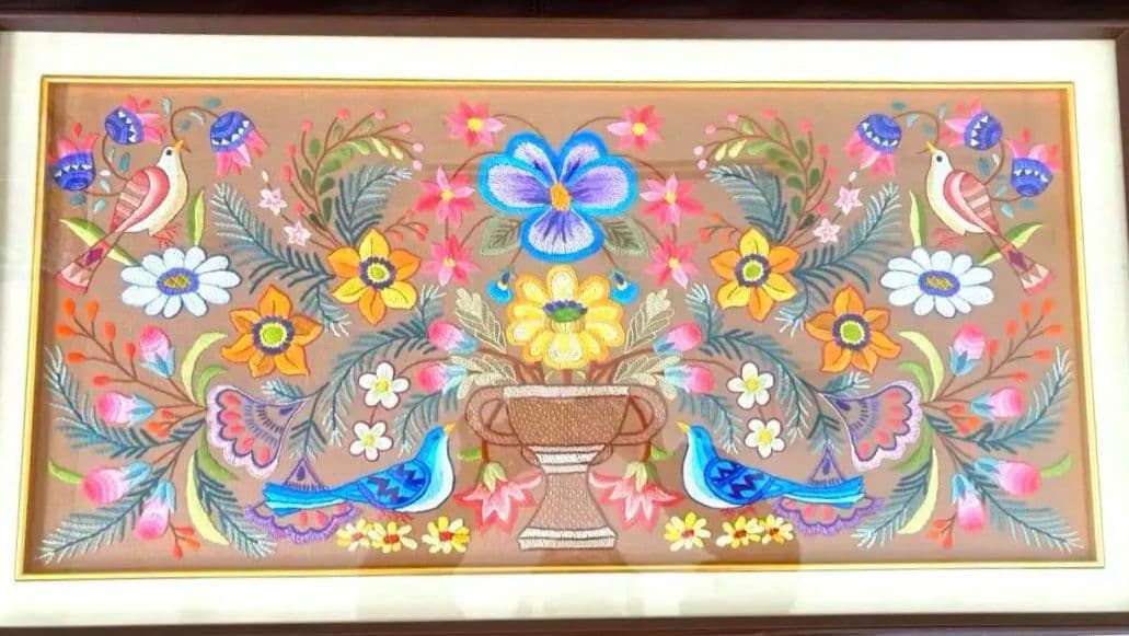 美品　戸塚刺繍　戸塚きく　初代作品　額　花　鳥　モダン 美品 戸塚刺繍 戸塚きく 初代作品 額 花 鳥 モダン｜Yahoo!フリマ（旧