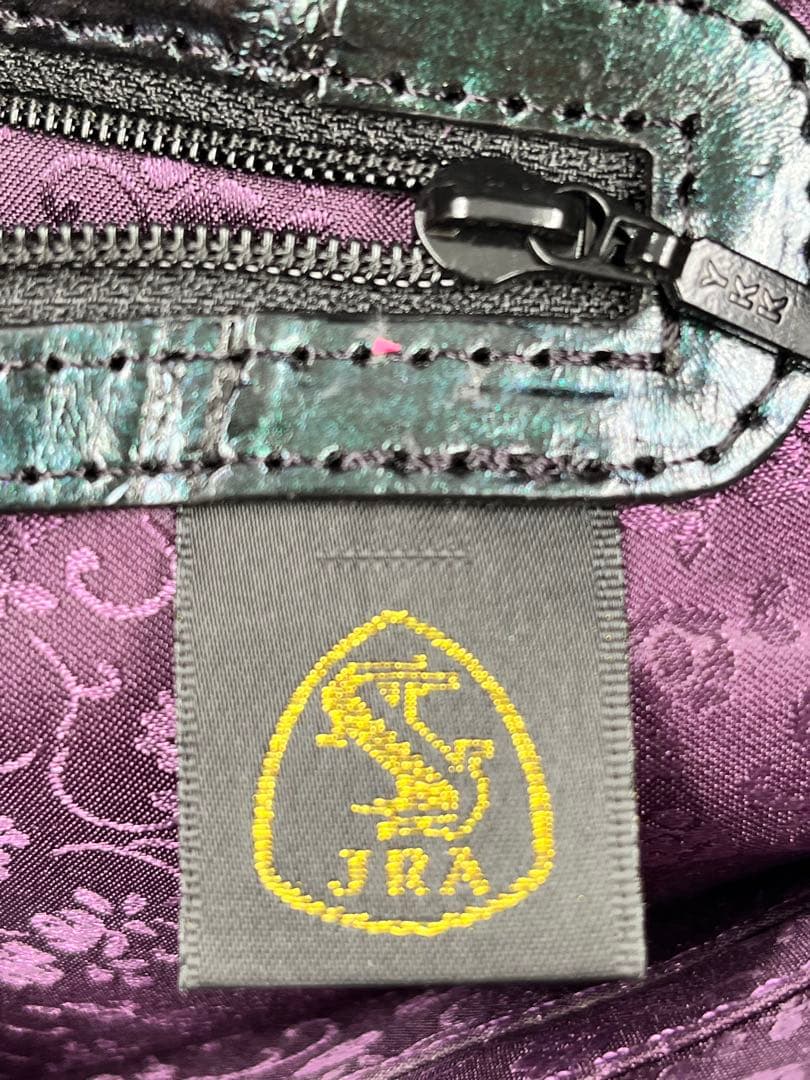 希少カラー玉虫色 高級皮革JRAクロコダイル　ハンドバック