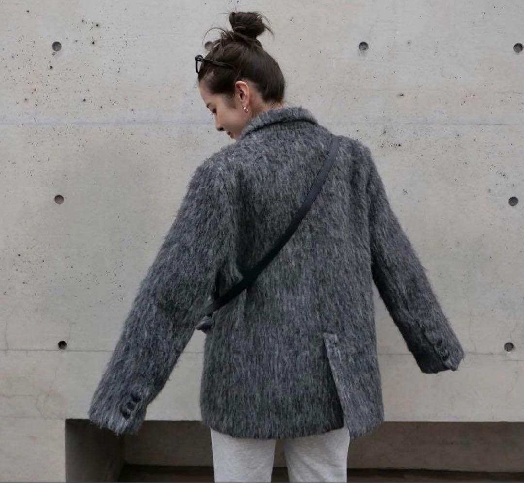 新品ネット完売BASEMENT モヘアシャギージャケットコートグレー