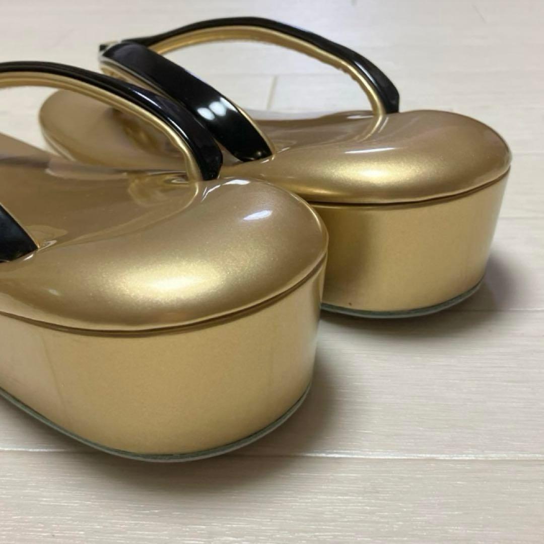 《美品》草履バッグセット　ゴールド　ブラック