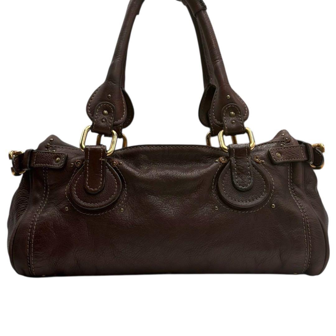 6205 美品 クロエ パディントン 南京錠 ハンドバッグ ミニボストン 焦げ茶