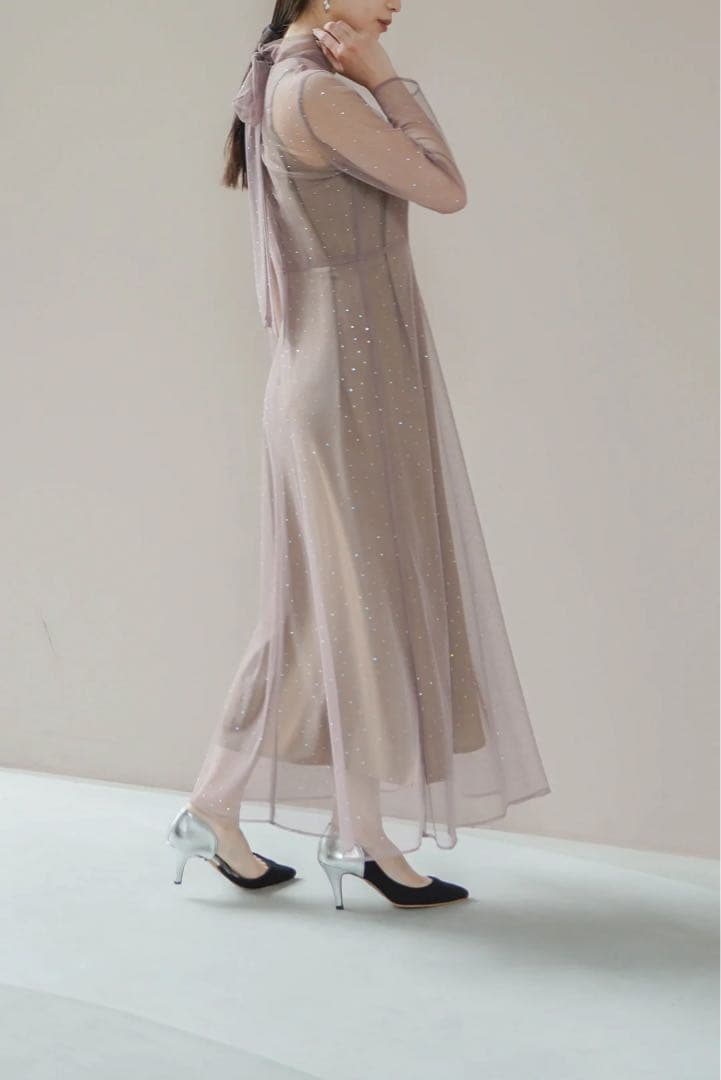 kaene ラインストーンボウタイドレス