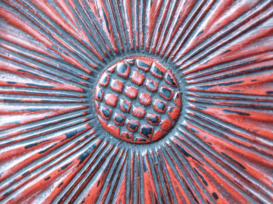 鎌倉彫 銭堂製 二重菊菓子取 4枚 菓子皿 共箱