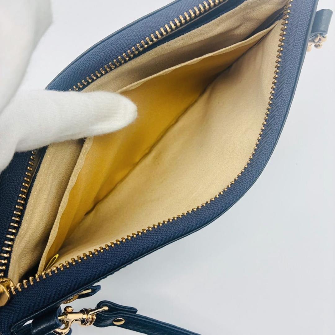 【美品】 ATAO アタオ オフィスブーブー ショルダーバッグ シボ革 ネイビー