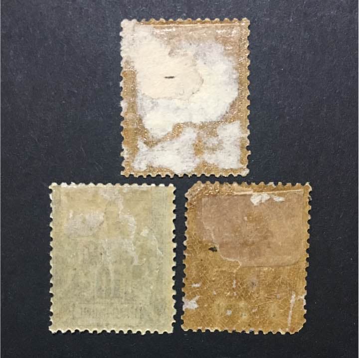 旧中国切手 フランス在華客郵 安南航海商務神像広州加盖 1901