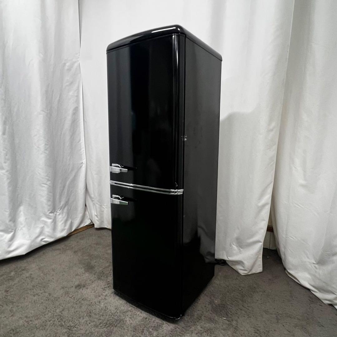 936⭕️冷蔵庫　レトロ　黒　150ℓ　アイリスオーヤマ　安い　23年　設置無料