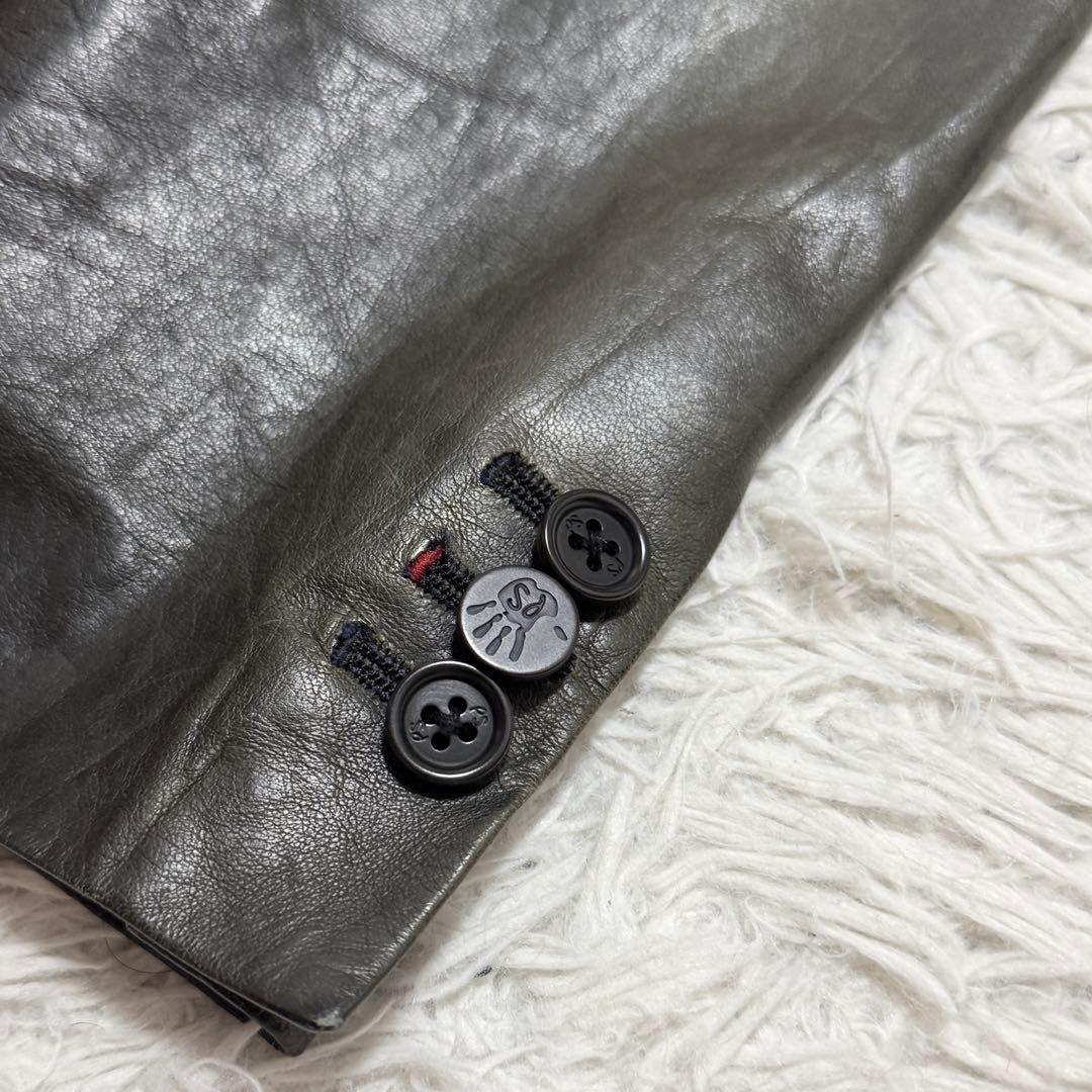 Paul Smith ラムレザー テーラードジャケット シングル 2b オリーブ