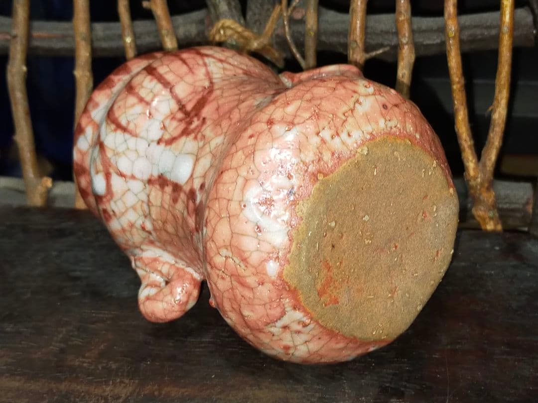 ♥志野　花器　桐箱付き　１　花瓶　掛花入れ　骨董品　アンティーク