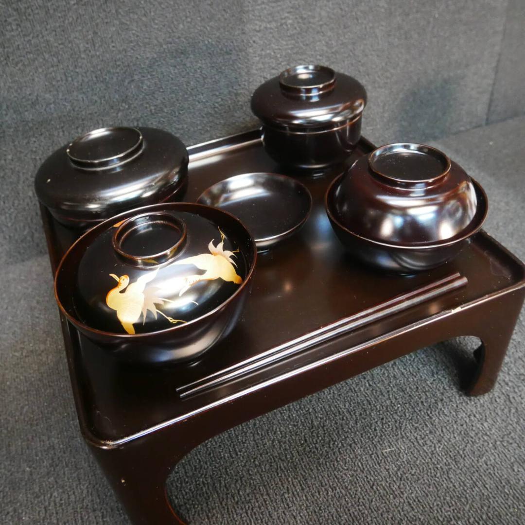 御霊供膳 輪島塗 極上本堅地 布着 昭和初期 岡崎市発送 7078