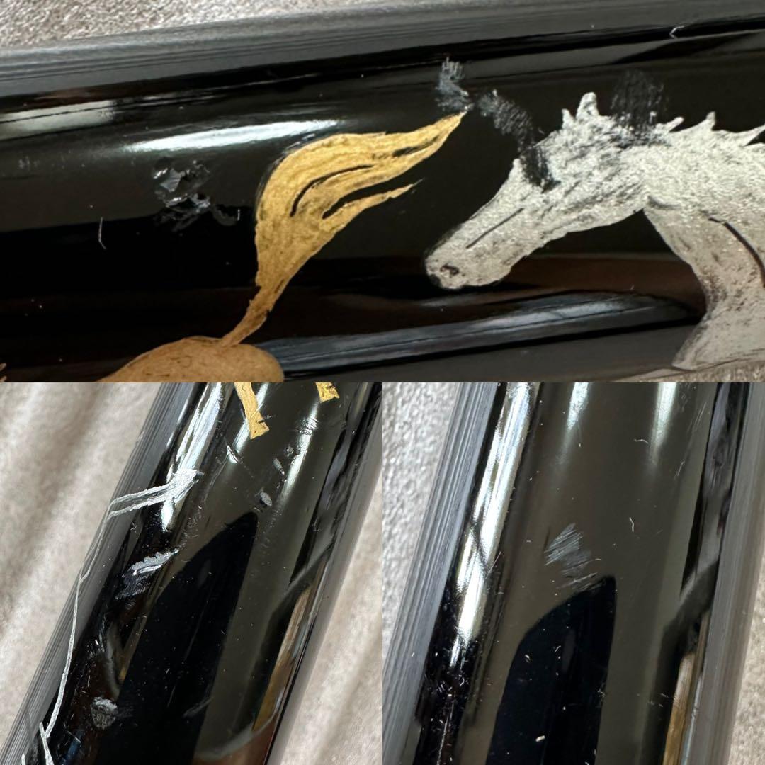 杖刀 模造刀 蒔絵 九馬図木鞘 乱れ刃紋 杖 レプリカ