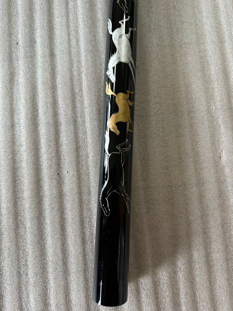 杖刀 模造刀 蒔絵 九馬図木鞘 乱れ刃紋 杖 レプリカ