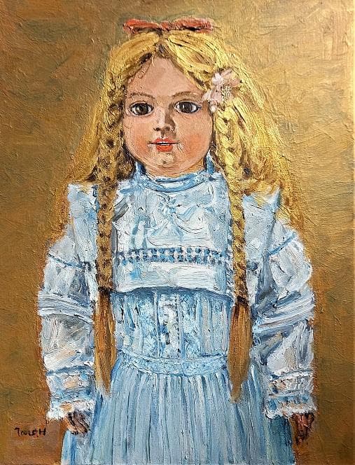 堀太郎　「ドイツ人形」　油彩　Ｆ６　サイン有　白日会会員　油絵　額装　真作保証