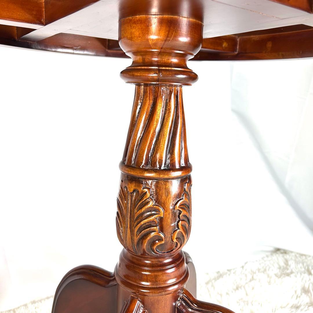 kuroshio コモテーブル 猫脚 ヨーロッパ風 高級 レザー調 丸テーブル