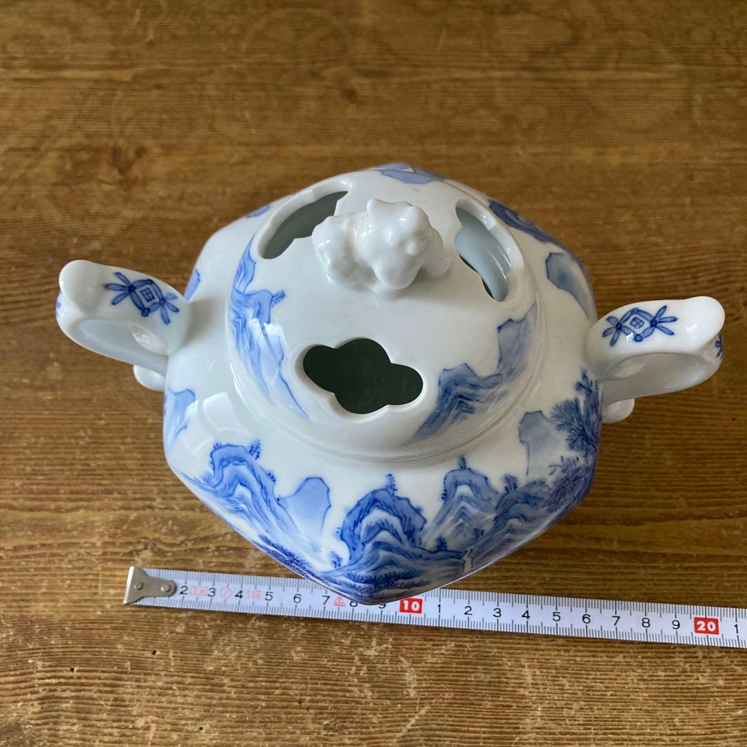 平戸嘉久正窯　青白磁 山水画 香炉