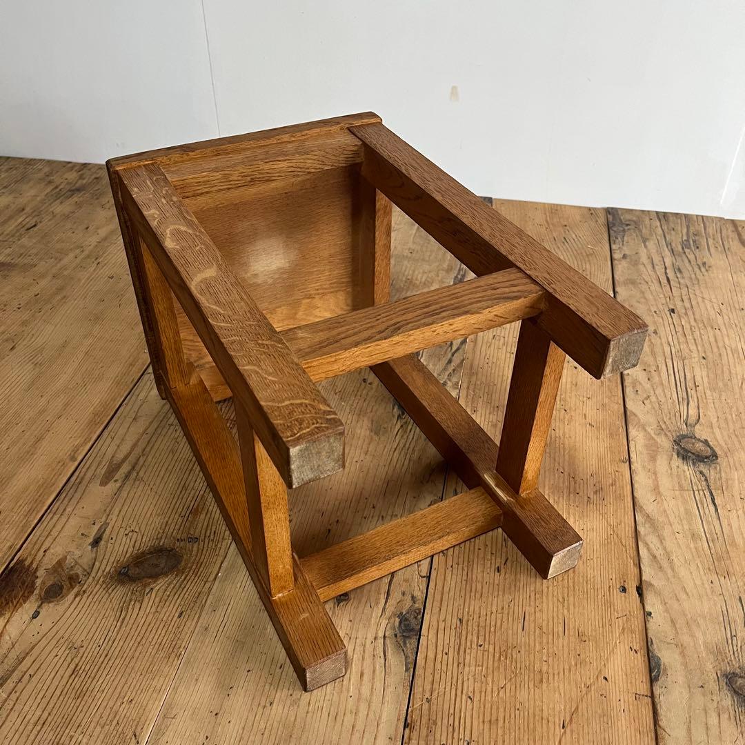 アンティーク 角 スツール 椅子 植物台 無垢材 昭和レトロ z798