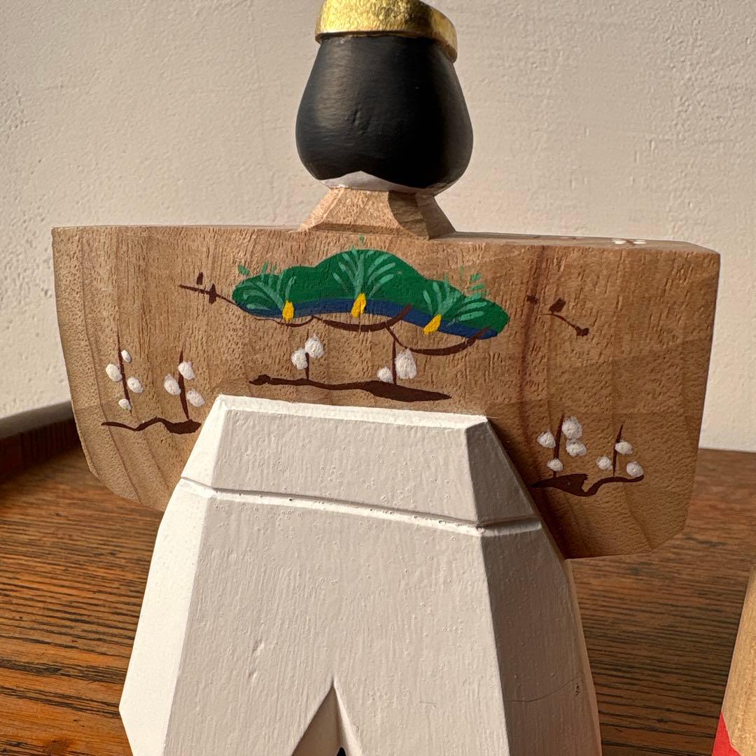 奈良一刀彫 木製 立ち雛 作家物 藤代光雄 創作雛 木彫り