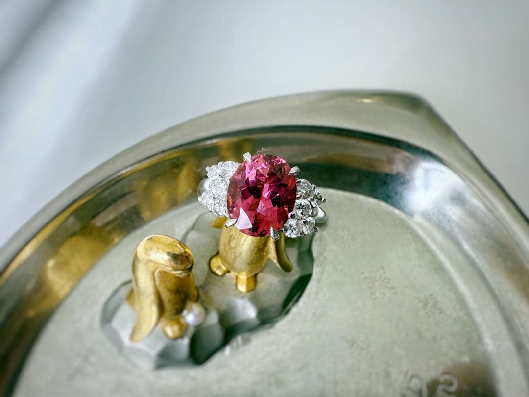 Pt900 ピンクトルマリン2.97ct ダイヤモンド0.51ct リング