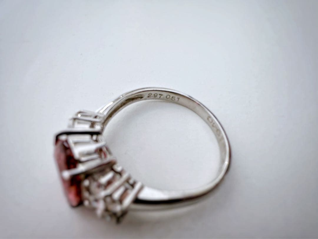 Pt900 ピンクトルマリン2.97ct ダイヤモンド0.51ct リング