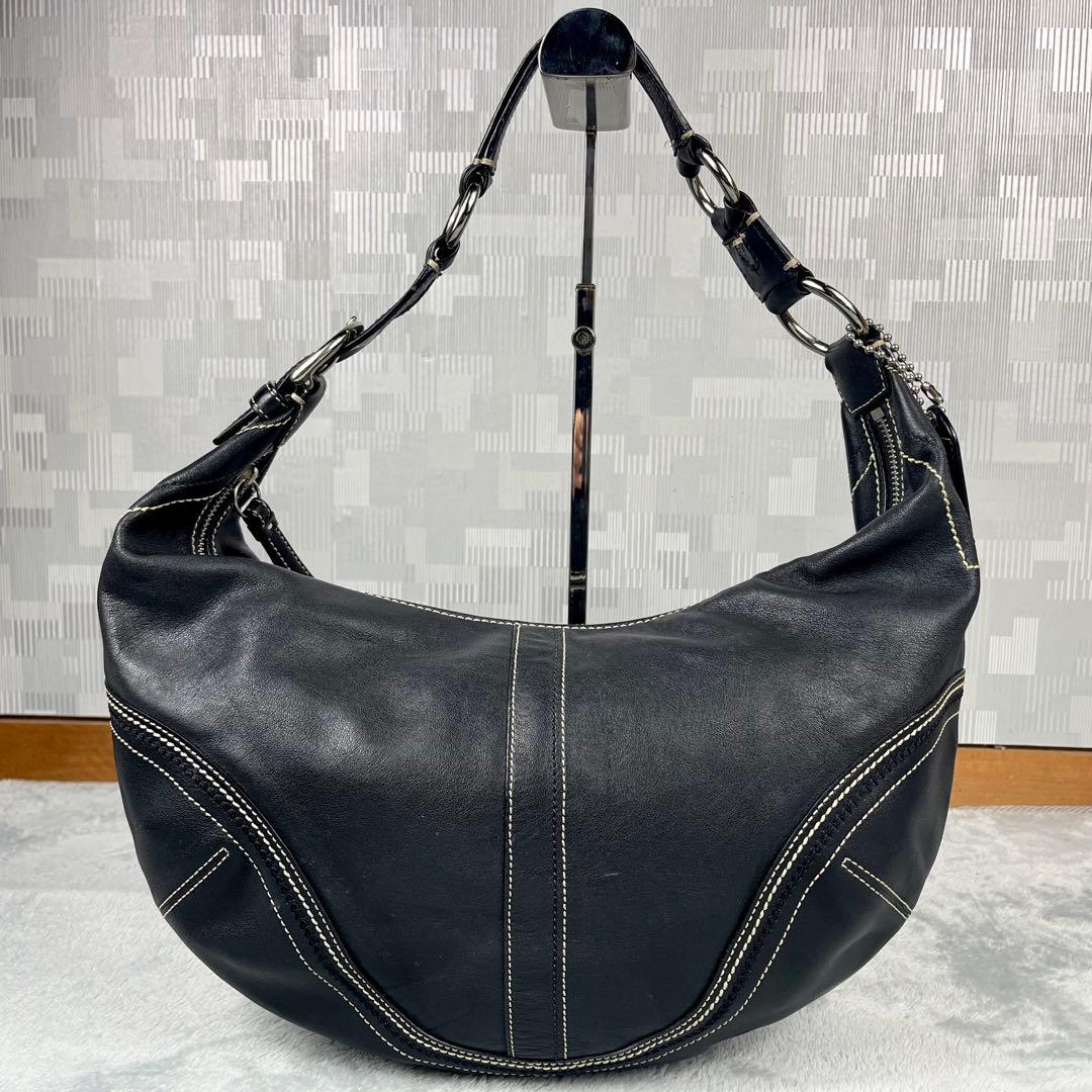バッグ Coach Hobo Shoulder Bag Black Leather