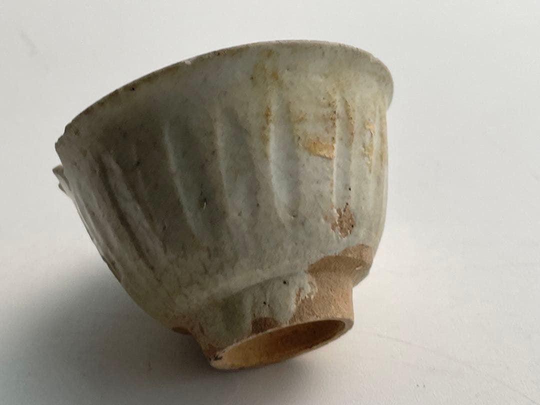 骨董 アンティーク 初期伊万里 白磁鎬盃 杯 酒器 猪口 陶片 出土 発掘