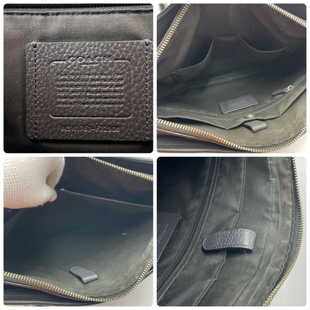 極美品✨COACH ブリーフケース ビジネスバッグ A4 レザー　バイカラー 黒