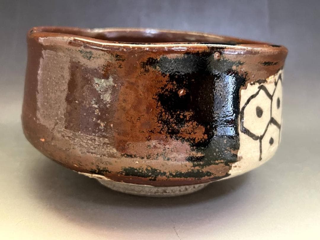 茶碗■魯山人先生作 絵瀬戸茶碗 黒田陶々庵極箱 北大路魯山人 茶釉 骨董品 上物