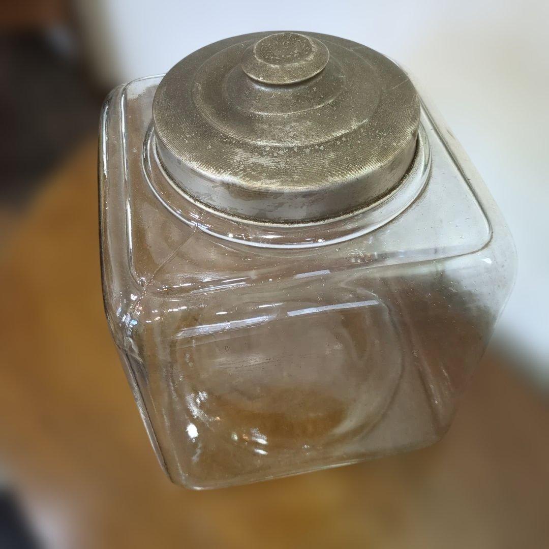 骨董 ガラス瓶 アルミ蓋 角瓶 ガラス 駄菓子屋 瓶 アンティーク